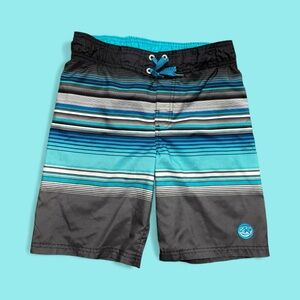 ZeroXposur Kids Striped Swim Shorts- Teal and Black